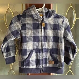 Carters Plaid Fleece Lined Hooded Light Winter Jacket Toddler Boys Size 18M